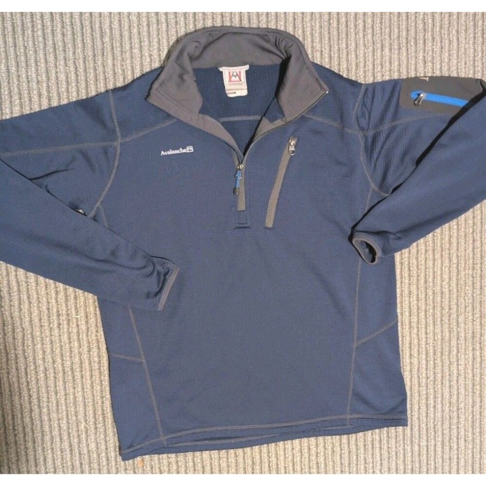Avalanche Outdoor Supply Co Quarter Zip Grid Fleece Pullover Blue Mens